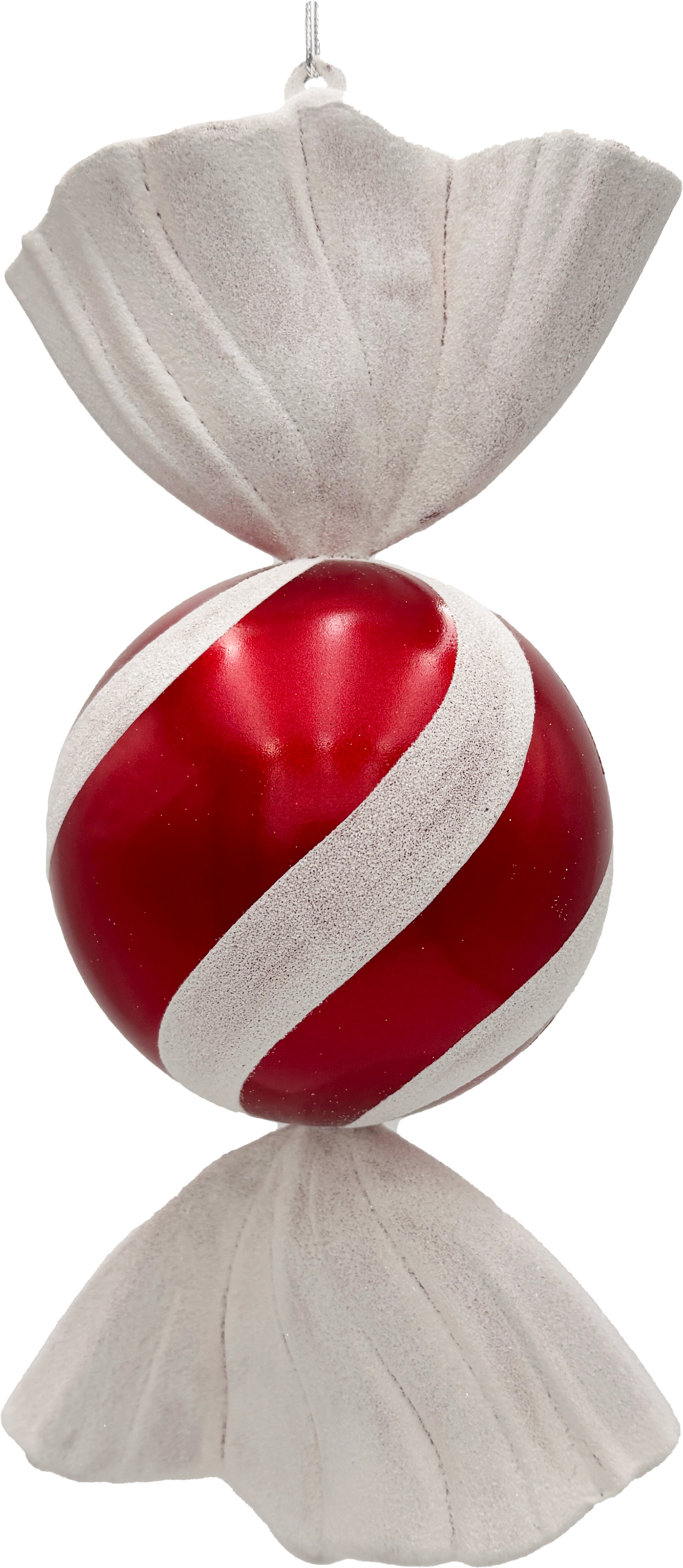 Kula karamell rund, 30cm, röd/vitglitter